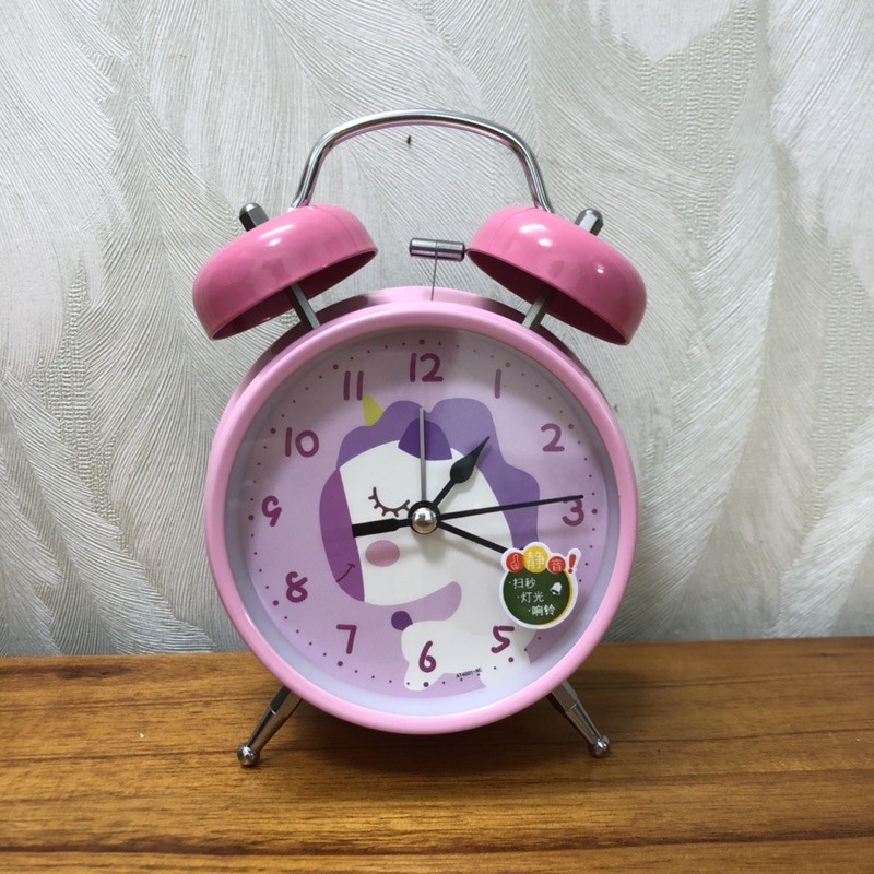 Đồng hồ chất liệu thép, chuông báo thức reo to, nhiều hình dễ thương, đường kính 10cm