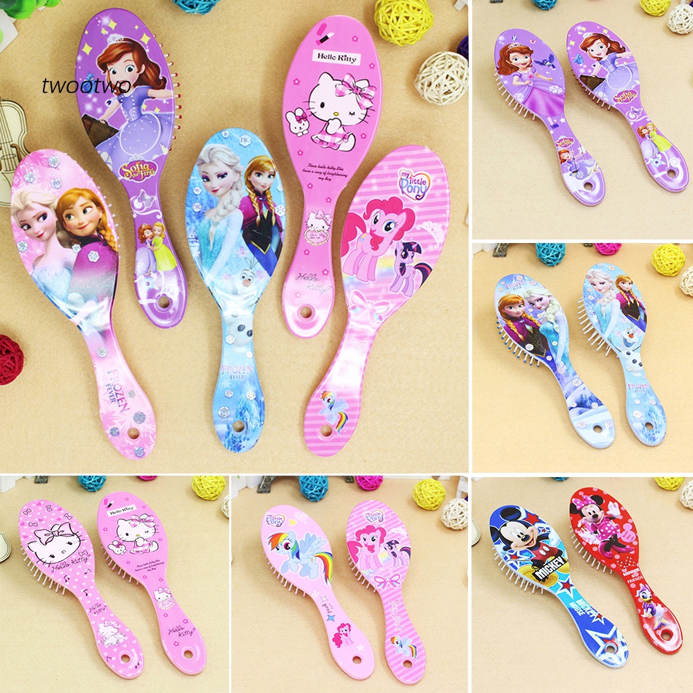 Lược Chải Tóc Mát Xa Hình Hello Kitty Mickey Dễ Thương Cho Bé Gái