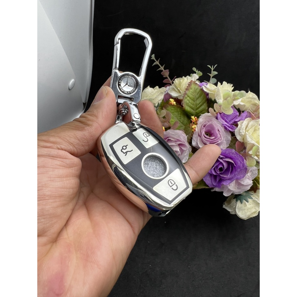 Bọc chìa khóa xe TPU Mạ Inox xe ô tô  Mercedes GLC, GLK, Dòng E,C