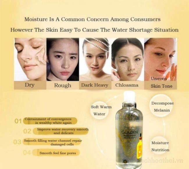 Nước hoa hồng tınh chấţ vàng Vanekaa Golden Nourish Brighten Essence Water