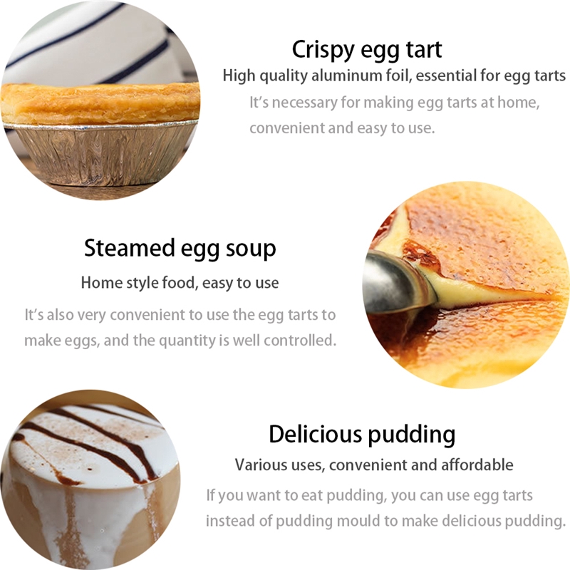 🌈HN 100 cái dùng một lần Nhôm Lá Nướng bánh nướng xốp Bánh trứng Khuôn Tròn