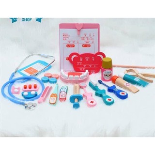 Bộ đồ chơi gỗ bác sĩ gỗ thịt cao cấp