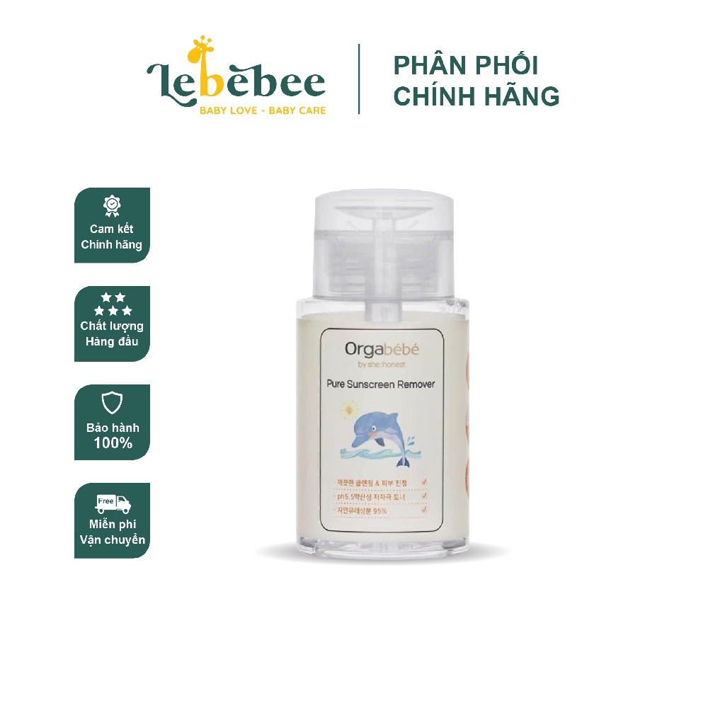 Nước tẩy trang kem chống nắng Orgabebe Hàn Quốc cho bé