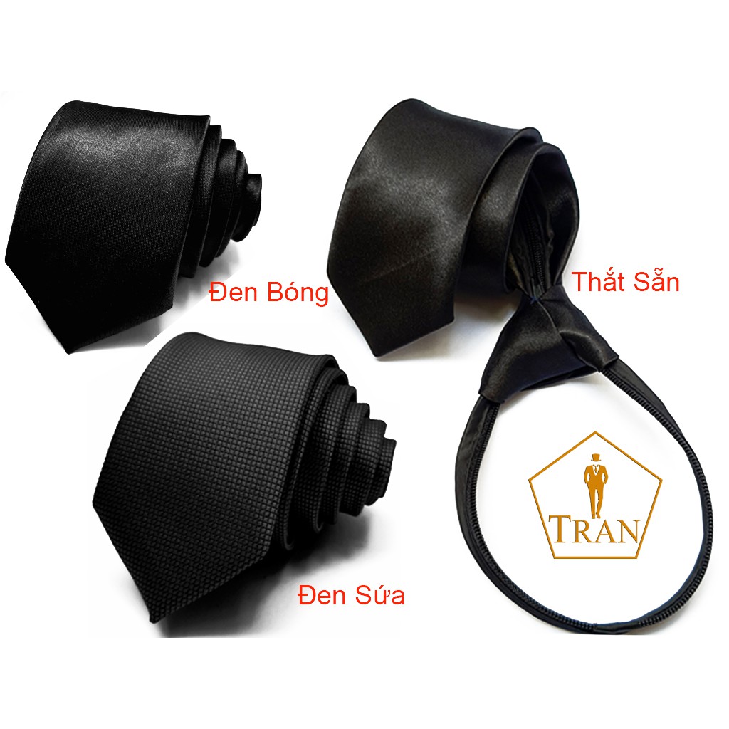 Ca Vat, Caravat, Cà Vạt, Cravat Đen Nam, Nữ Bản Nhỏ 5Cm Dây Kéo Thắt Sẵn