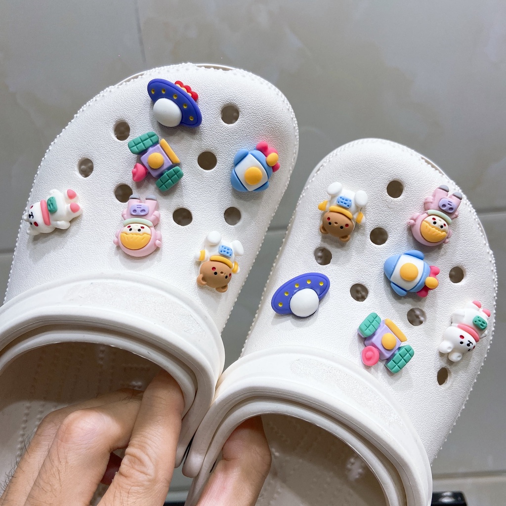Nhãn Dán Dép sticker dépSet 10 Phụ Kiện Nút Giày Thời Trang#Loạt Bóng Len Chanh Cam