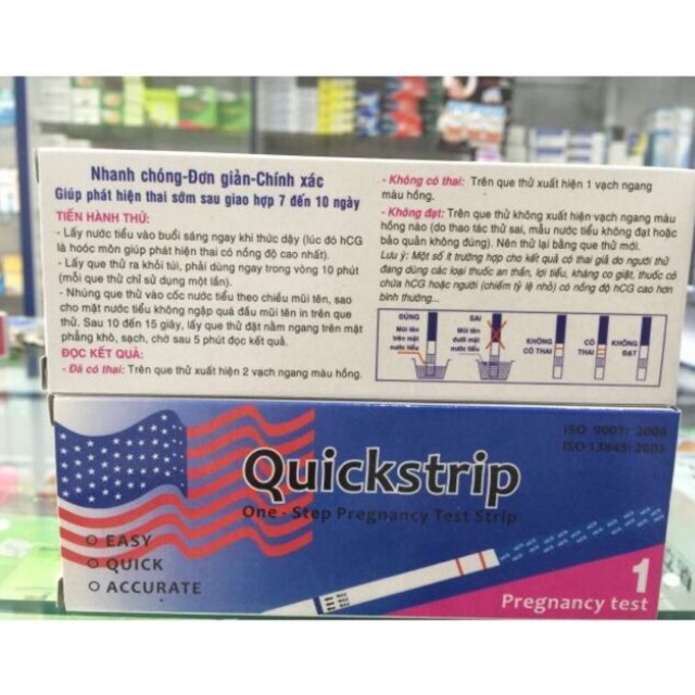 Que thử thai Quickstrip đỏ chính hãng ( date mới )