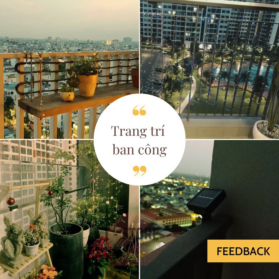 💡💡💡 Dây Đèn Led Chống Nước Đom Đóm Năng Lượng Mặt Trời Trang Trí Ban Công, Sân Vườn,Quán Cafe, Tiểu Cảnh...