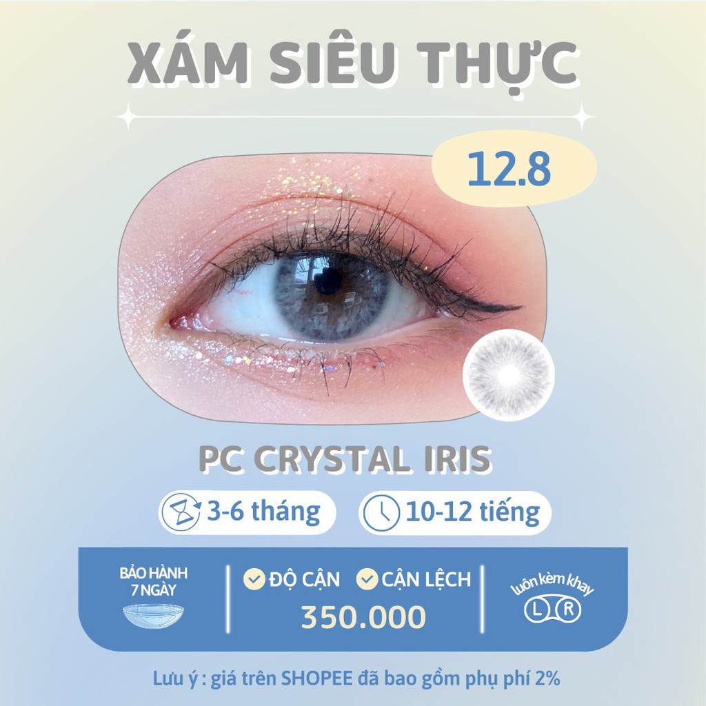 Kính áp tròng xám siêu thực Siesta Crystal iris gray dành cho mắt nhạy cảm - Pc Hydrogel | Hạn sử dụng 6 tháng