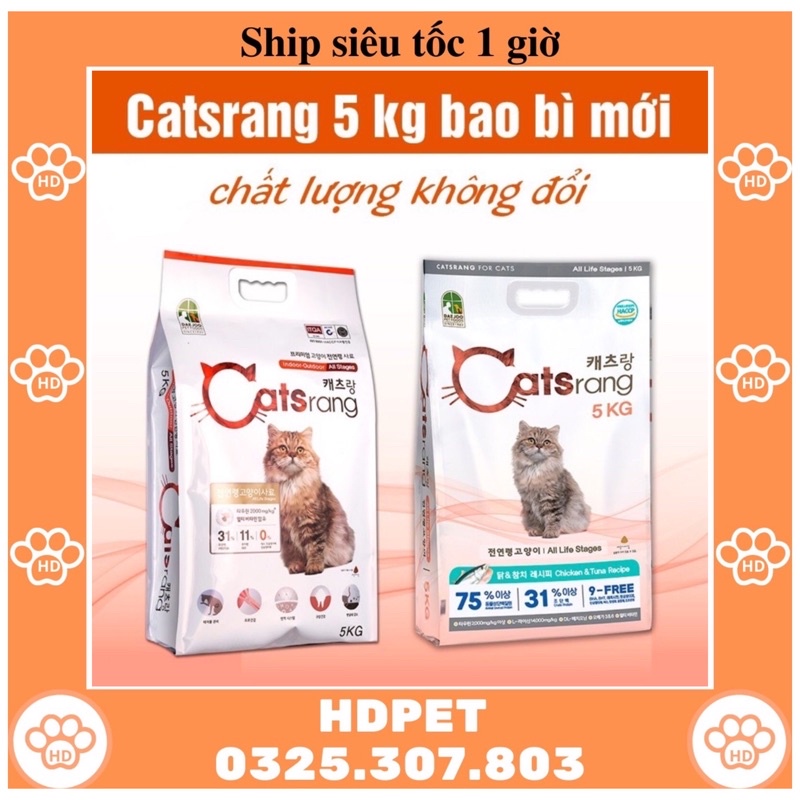 Đổ sỉ thức ăn hạt cho mèo CATSRANG 5kg, NABIRANG 5kg siêu rẻ, bao công ty sỉ SLL - HDPET