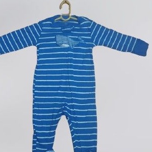 (SỌC XANH CÁ) Body sleep không tất vải cotton mềm mát cho bé, khóa kéo size 0-9m