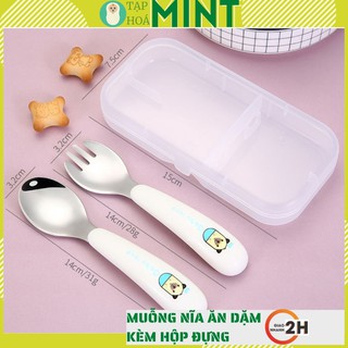 Bộ muỗng nĩa tập xúc Baybylove cho bé ăn dặm - Kèm Hộp Đựng - Tạp hoá mint
