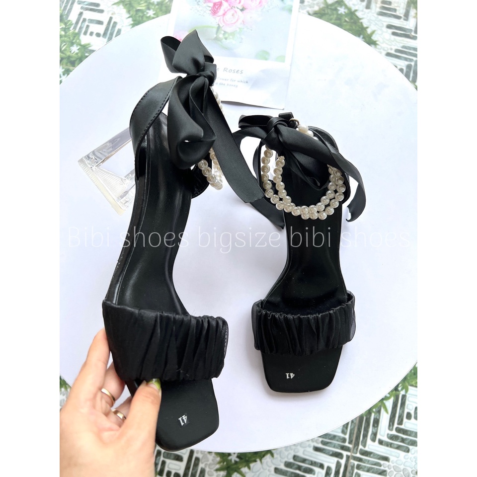 Giày công chúa bigsize quai cườm gót trong tam giác 40-44