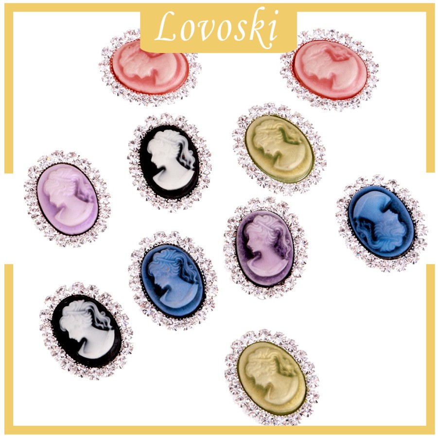 Set 10 Nút Oval Pha Lê Phong Cách Vintage Dùng Trang Trí Tiệc Cưới DIY