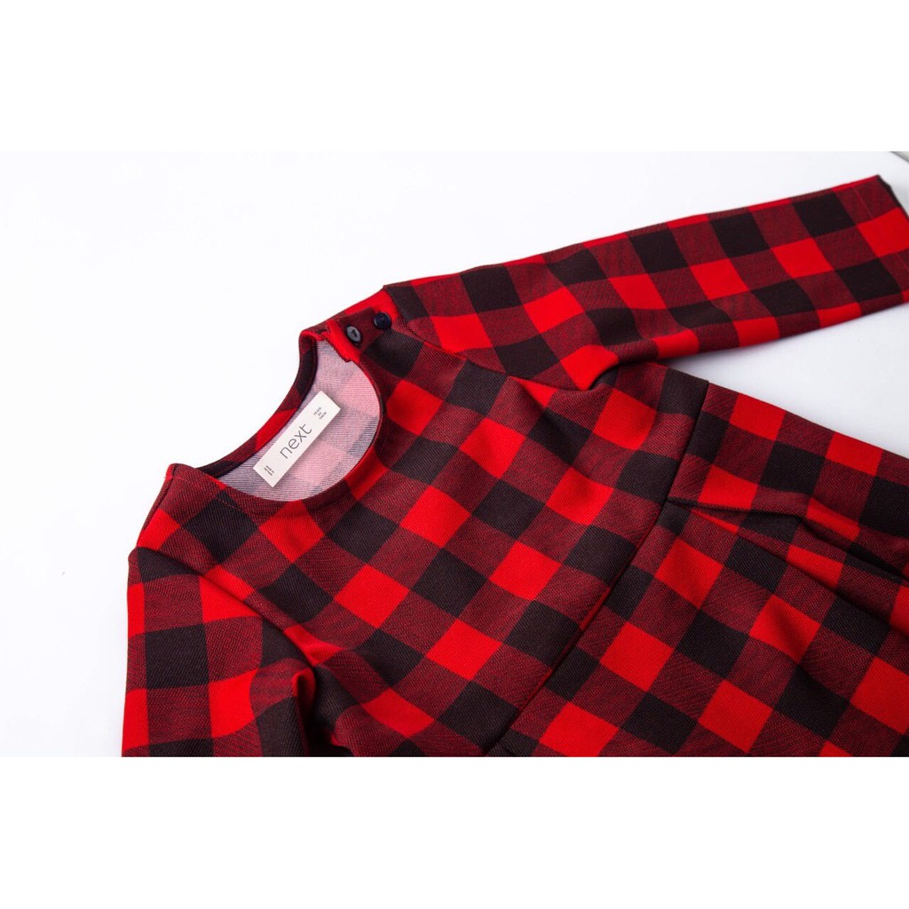 Váy kẻ caro màu đỏ kèm cài tóc dành cho bé gái 10-20 kg- thanh lý