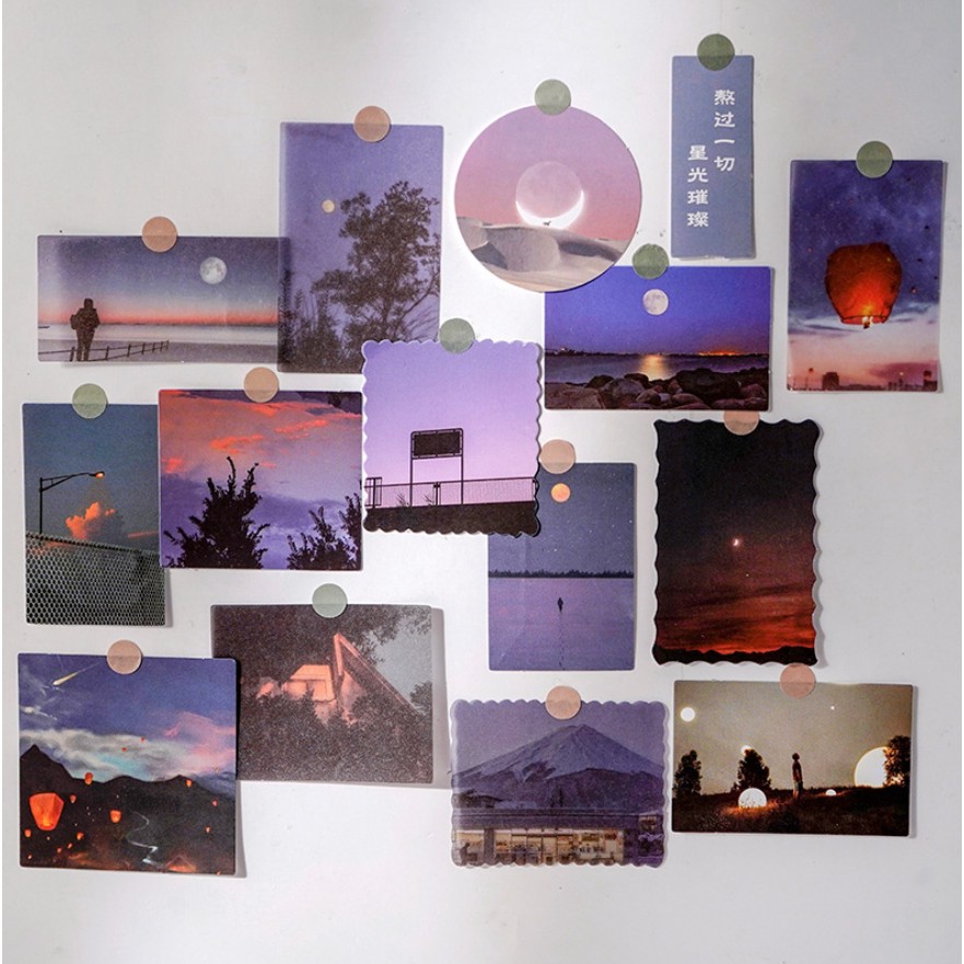 Túi 40 tấm giấy nền phong cảnh aesthetic trang trí sổ Maimao | BSB278