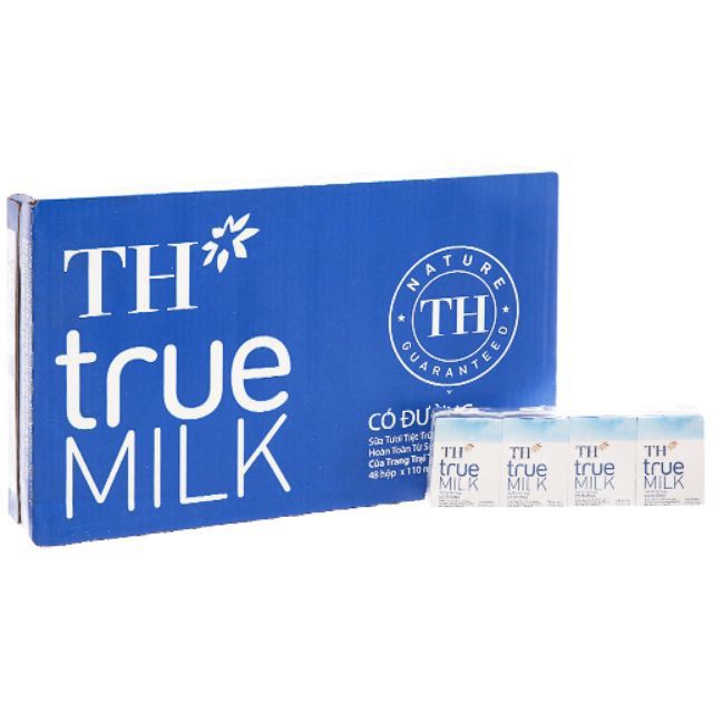 Sữa tươi TH True Milk 110ml có đường , ít đường. Date t4/2021