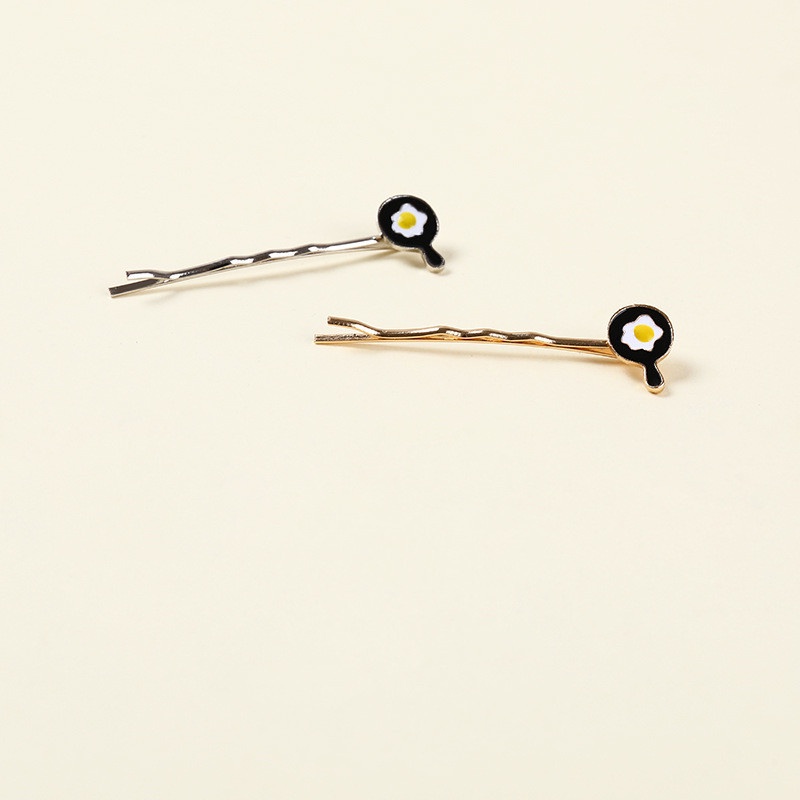 Set 2 Kẹp Tóc Hình Quả Trứng Màu Vàng Phong Cách Nhật Bản Dễ Thương Cho Nữ