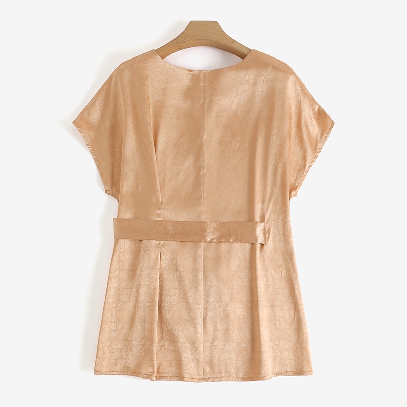 Zanzea Áo Satin Cổ Tròn Thắt Dây Eo Tay Ngắn Thanh Lịch Dành Cho Nữ