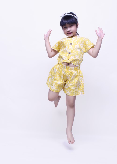 Bộ quần áo bé gái cột lai cotton ống loe Jadiny