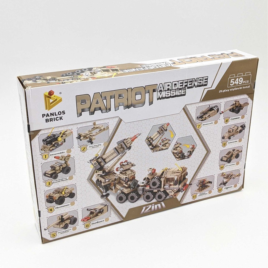Bộ LEGO quân sự 25 trong 1 - 549 miếng ghép - Lắp ráp xe bắn tên lửa và 25 xe quấn sự