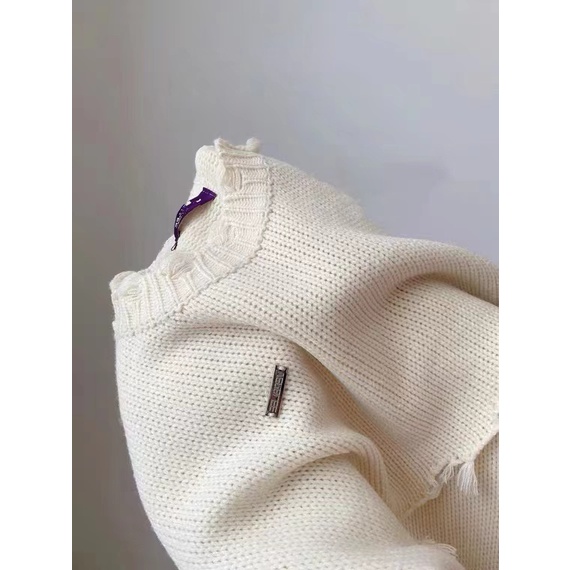 Honypove Áo Sweater Dệt Kim Dáng Ngắn Phối Rách Kiểu Hàn Quốc Thời Trang Mùa Thu 2022 Cho Nữ