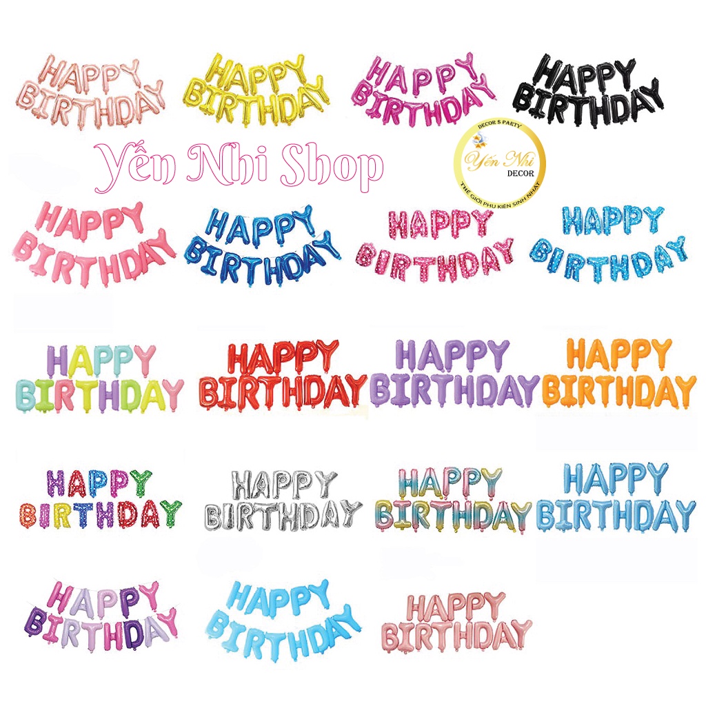 Bóng chữ happy birthday tráng nhôm trang trí sinh nhật chuẩn BLQQ , YẾN NHI SHOP