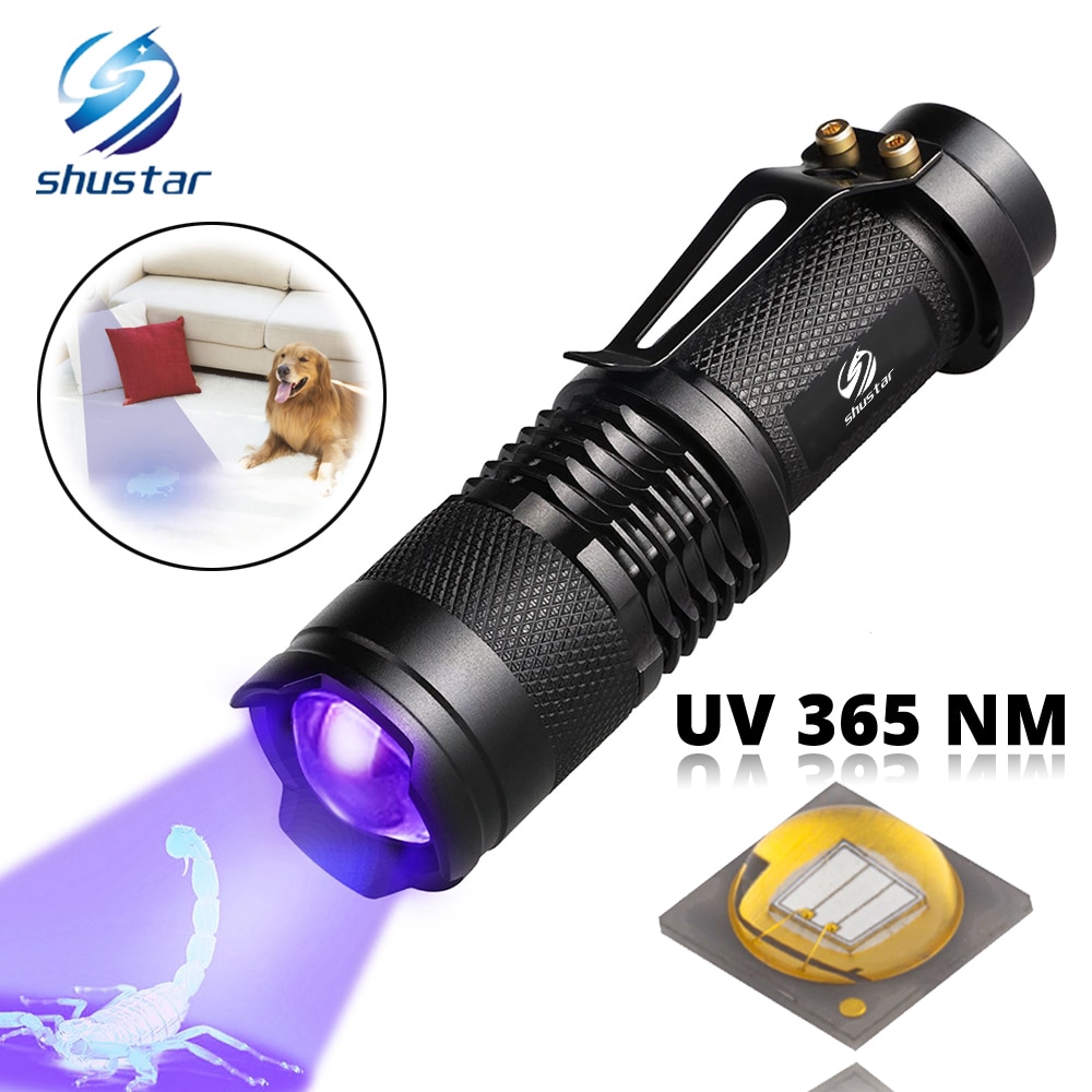 Đèn pin chiếu tia UV 365/395nm kích thước nhỏ gọn tiện lợi