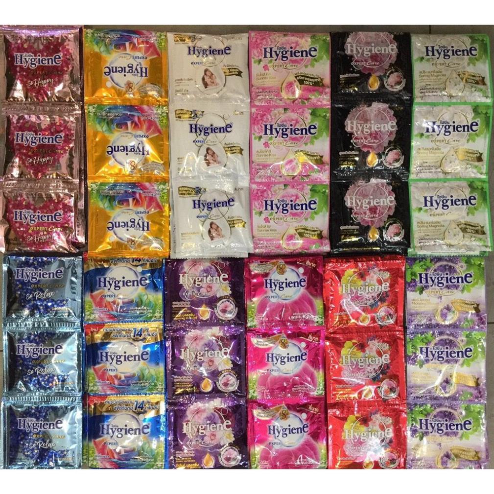 (Sale off) Nước Xả Hygiene Thái Lan Nước xả vải siêu đậm đặc- siêu thơm dây 12 gói chính hãng