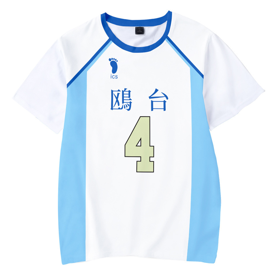 Haikyuu T-shirt Jersey Komomedai Karasuno Hoshiumi Cosplay Short Sleeve Tops Apparel Tee Shirt Chopper Plus size 2021
