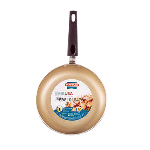 Chảo trơn màu SUNHOUSE 3 lớp chống dính CT18C 18cm + Tặng miếng rửa bát bọt biển