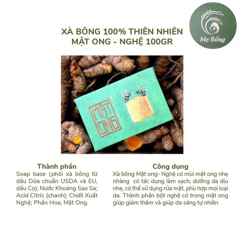 Xà bông nghệ mật ong 🌺Freeship🌺 Xà bông nghệ cho người mụn lưng, giúp sáng da, mờ thâm 100g | BigBuy360 - bigbuy360.vn
