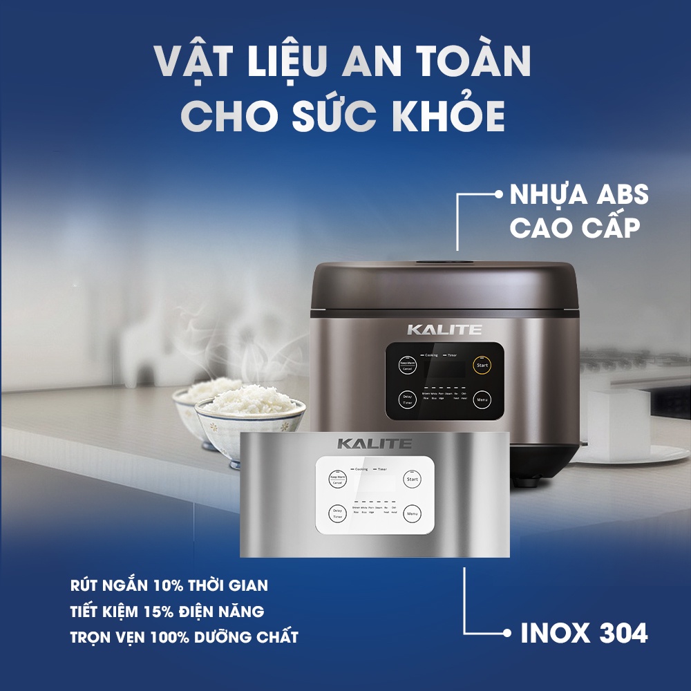 [Chính Hãng] Nồi cơm điện tử cao cấp 1,8 lít Kalite KL-620, lỗi 1 đổi 1, bảo hành 12 tháng toàn quốc