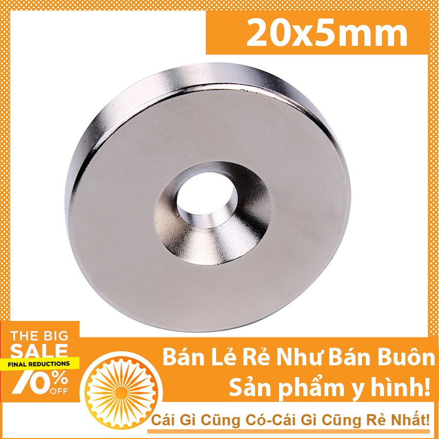 Nam châm đất hiếm tròn có lỗ nhiều kích thước 1 viên