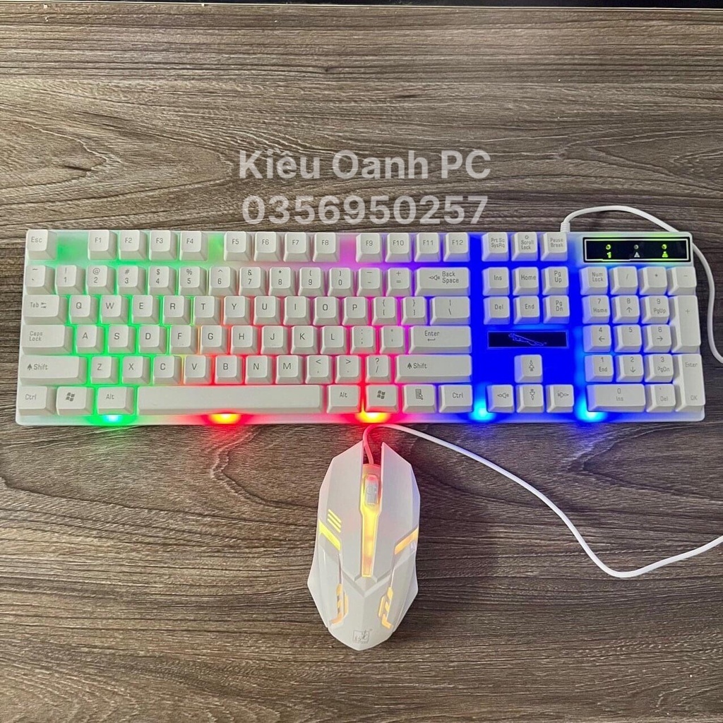 Bộ Bàn Phím Chuột có dây LED 7 Màu G21 Giá Rẻ (Màu Đen, Trắng) kèm Tấm lót chuột Mới Bảo hành 12 Tháng