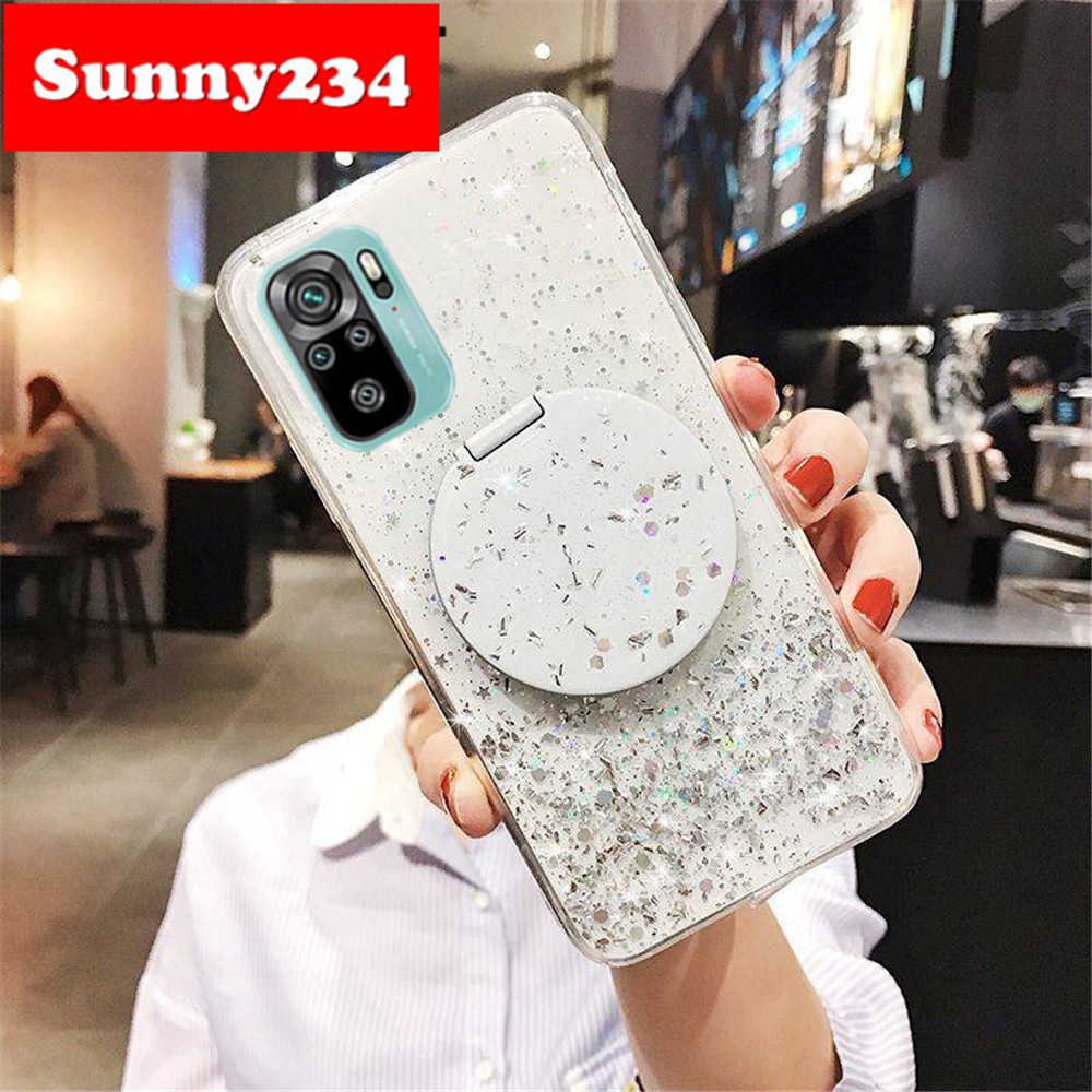 Ốp điện thoại mềm trong suốt lấp lánh có gương mặt sau cho Xiaomi Redmi 9A 9C 9 Note 9 Pro Max 7 8 Pro 8 8A