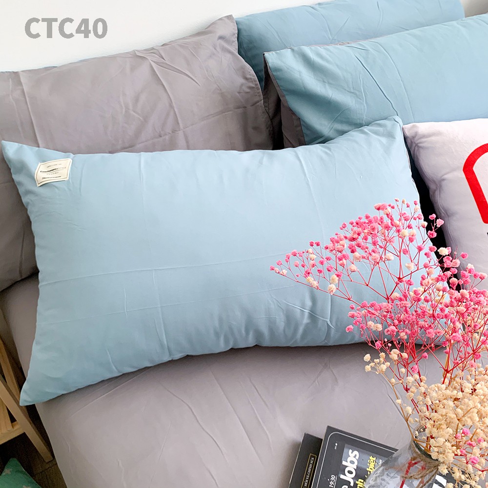 Bộ chăn ga gối Cotton TC REE Bedding CTC40 màu xanh xám đủ size giường nệm