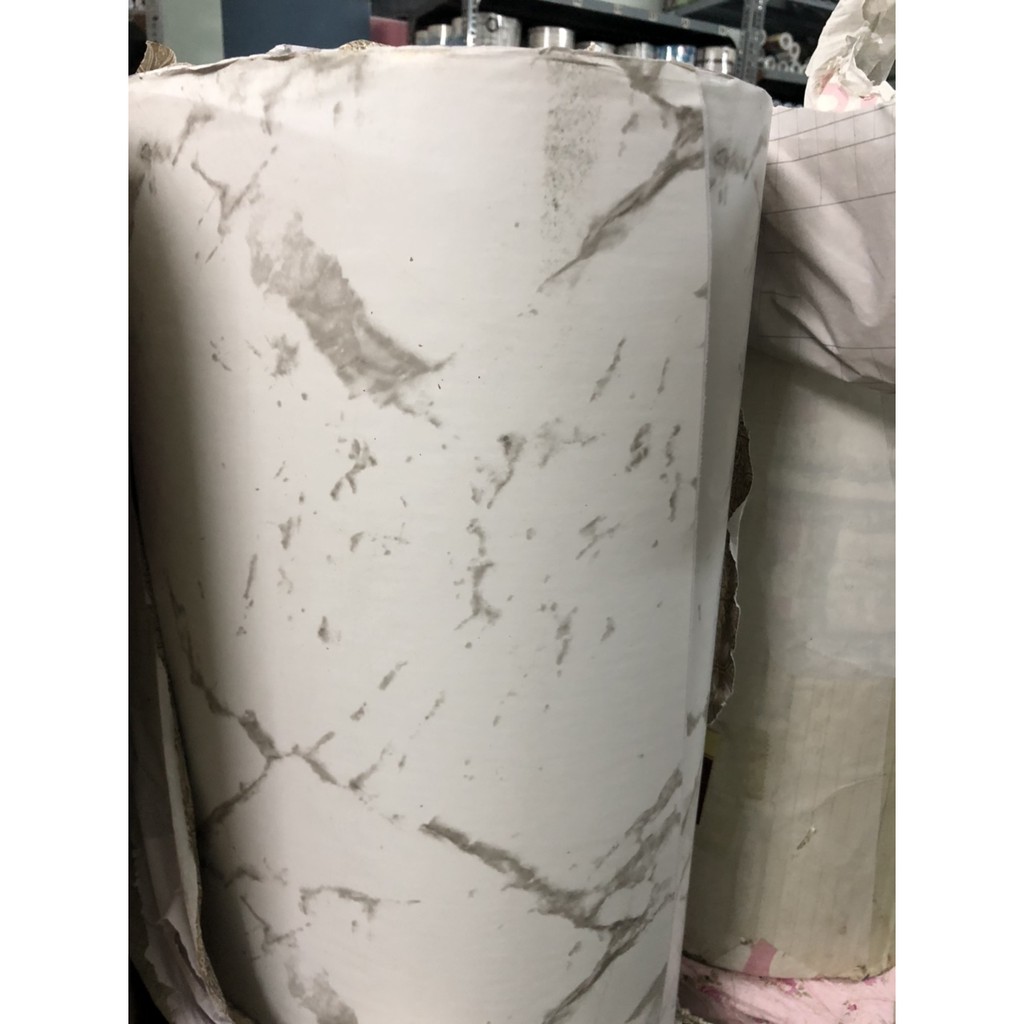 1M x 45cm Giấy dán tường có sẵn keo - đá hoa cương vân xám nền trắng