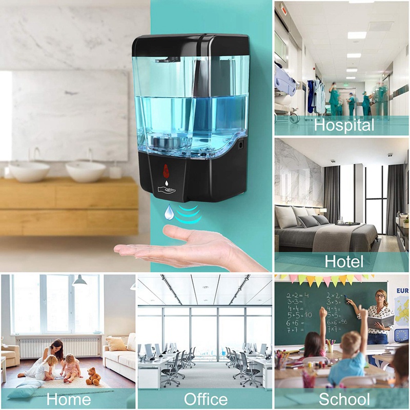 Bình Đựng Xà Phòng Gắn Tường 700Ml Cảm Biến Chuyển Động Hồng Ngoại Tự Động Không Cần Chạm Cho Nhà Bếp / Khách Sạn