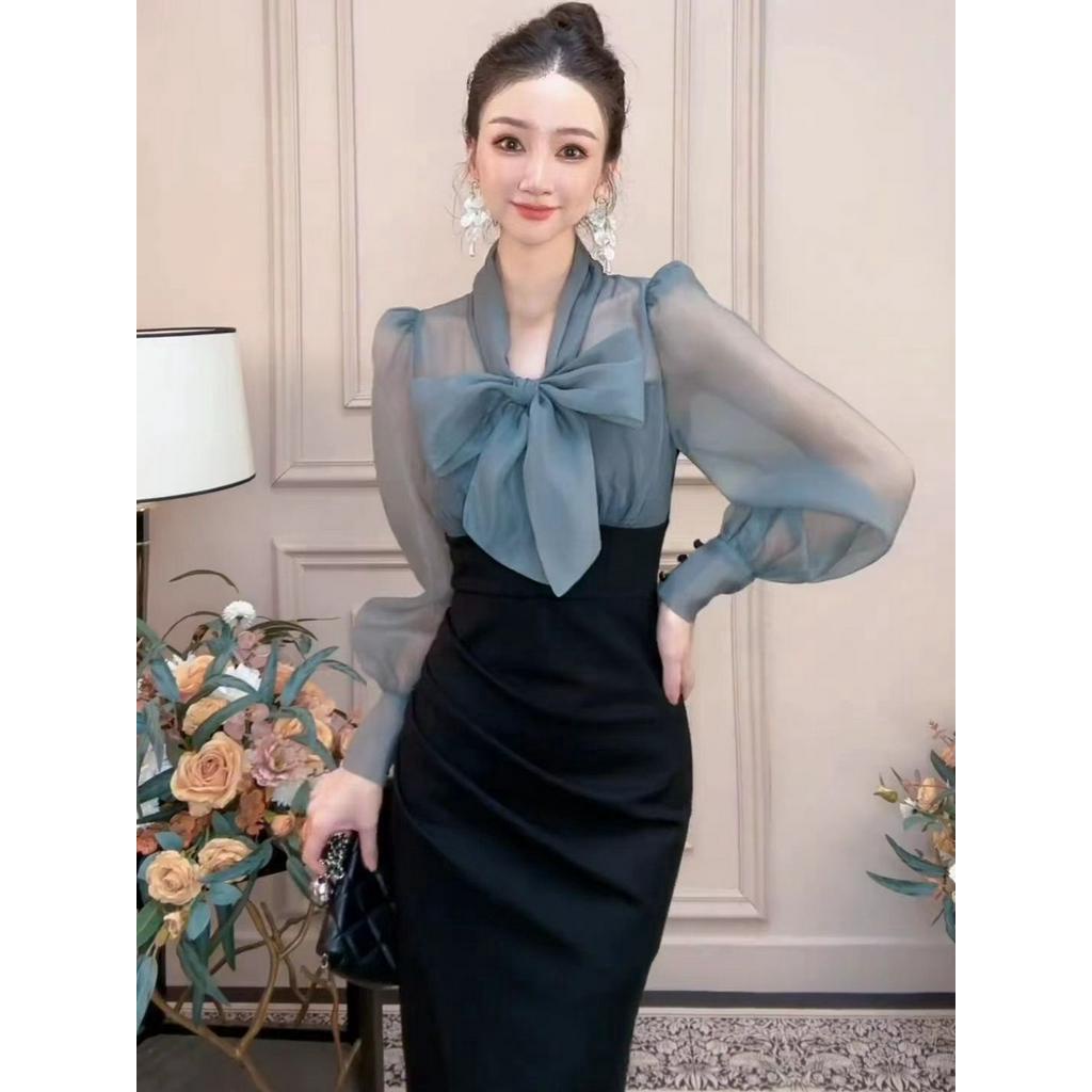 Set Váy Dài Tay, Chân Váy Ôm Body Phong Cách Công Sở Cao Cấp