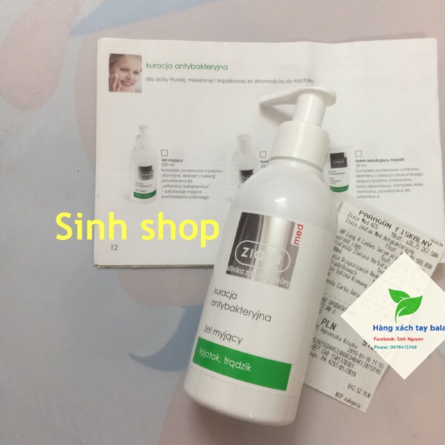 Sữa rửa mặt ziaja med xanh nội địa balan 200ml