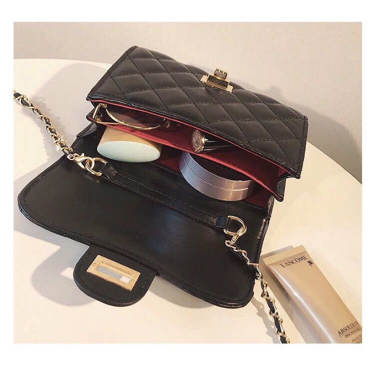 Túi Đeo Chéo Mini Hình Vuông Phối Dây Xích Phong Cách Hàn Quốc Mới 2020