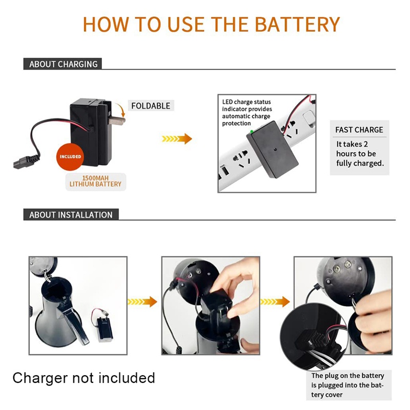 Loa Megaphone 35 Watt Cầm Tay Màu Đen Có Thể Tháo Rời Và Tháo Rời
