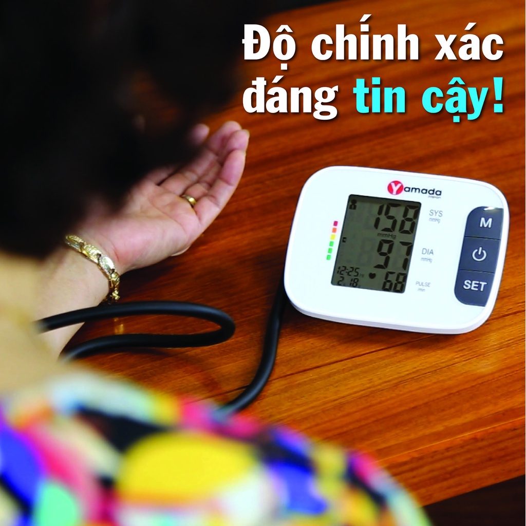 Máy đo huyết áp điện tử Yamada – giọng nói Tiếng Việt thông minh, cảnh báo nhịp tim không đều Heart