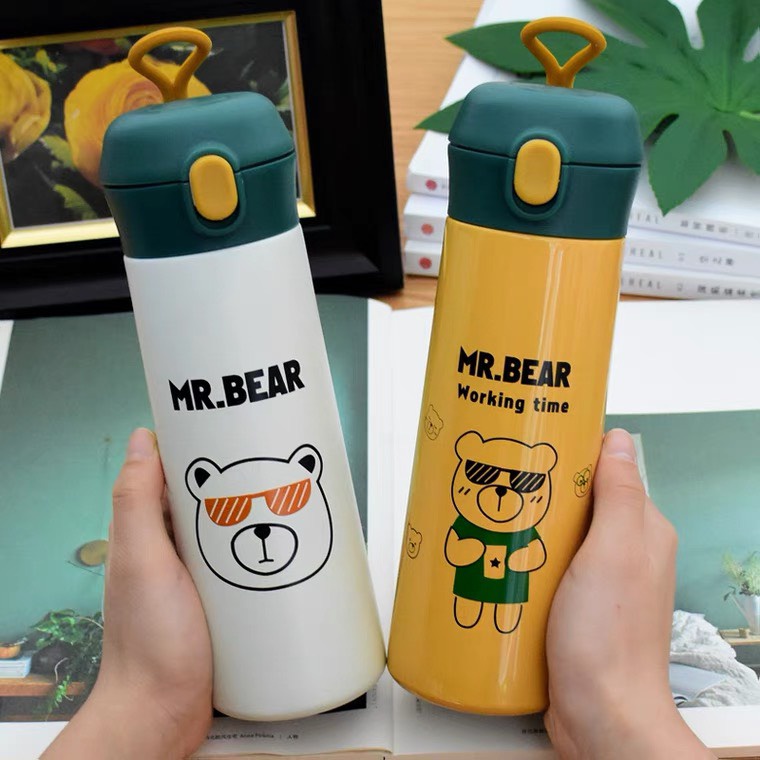 Bình giữ nhiệt gấu Bear dễ thương nhiều màu, giữ nóng và lạnh lên đến 8h,chất liệu inox SUS 304  an toàn thực phẩm