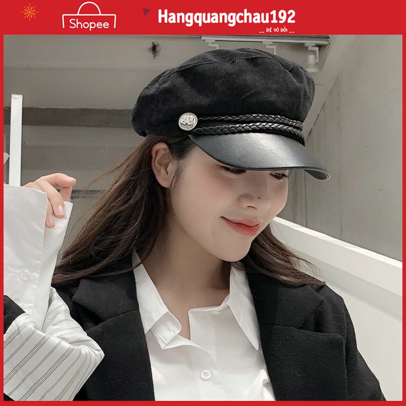Mũ thủy thủ, mũ beret vành da cao cấp cá tính cao cấp hàn quốc