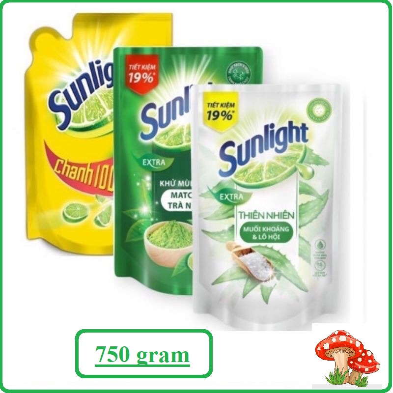 Nước rửa chén túi Sunlight 750g Hương Chanh Lô Hội Matcha Trà Nhật