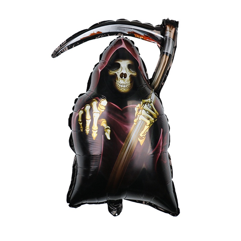 Bong Bóng Phim Nhôm Hình Đầu Lâu Phù Thủy Ác Quỷ Hoạt Hình Trang Trí Halloween
