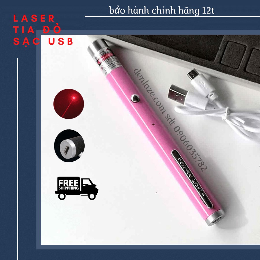 Bút Laser Công Trình Vỏ Hồng Tia Đỏ Sạc USB Cao Cấp Giá Rẻ
