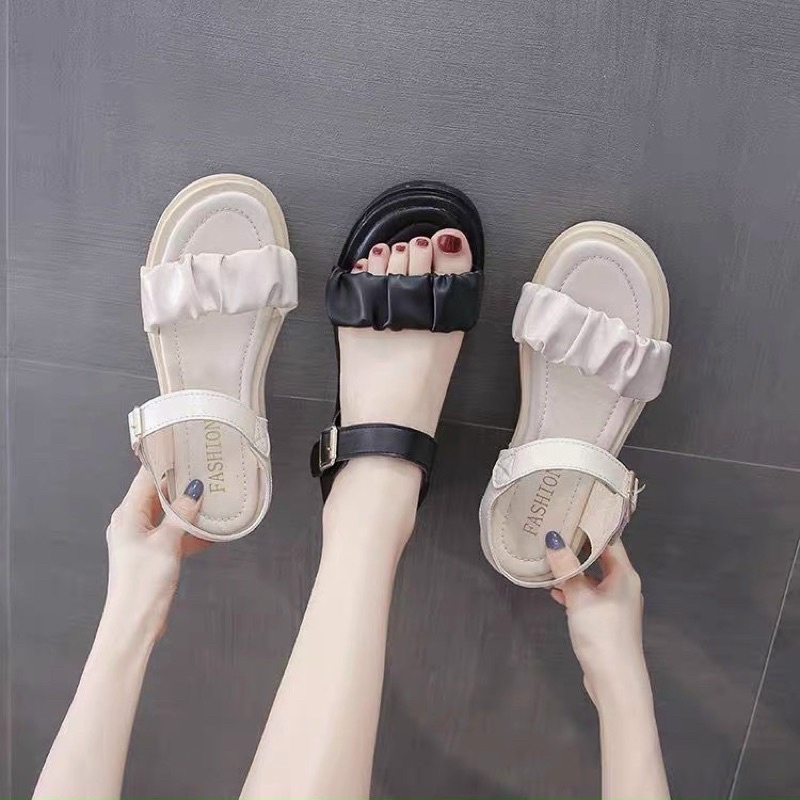 Sandal nữ, sandal học sinh quai nhún đế cao 3cm năng động