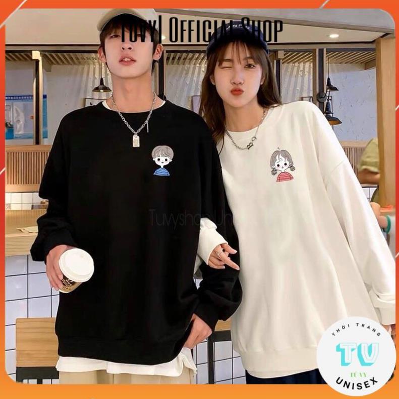 Sweater Nữ TUVYSHOP Áo Sweater Đôi Bạn Form Rộng Tay Phồng Co Giãn Dày Ấm Unisex
